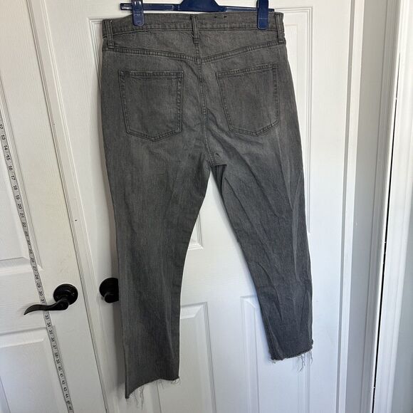 GAP Jeans Women’s 32 14 Cheeky Straight High Rise Button Fly Gray Denim Raw Hem - Picture 7 of 10